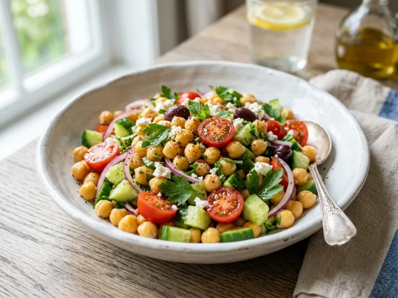 Salată mediteraneană de năut și castraveți