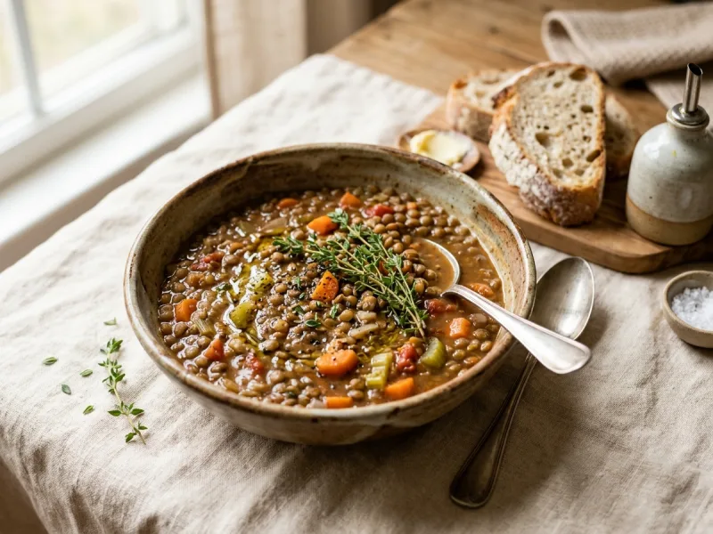 Supă clasică de linte și legume