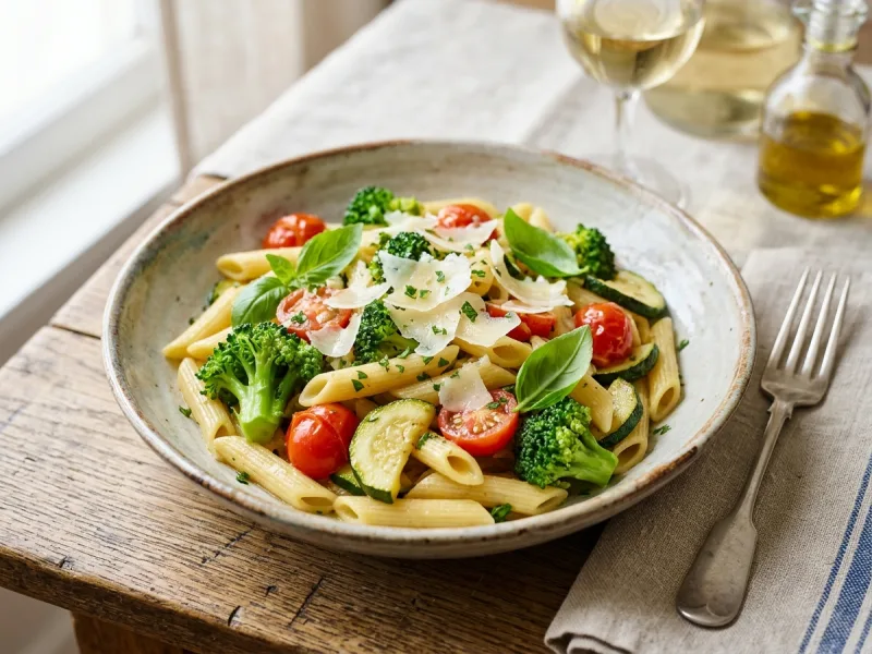 Paste Primavera cu legume proaspete și parmezan